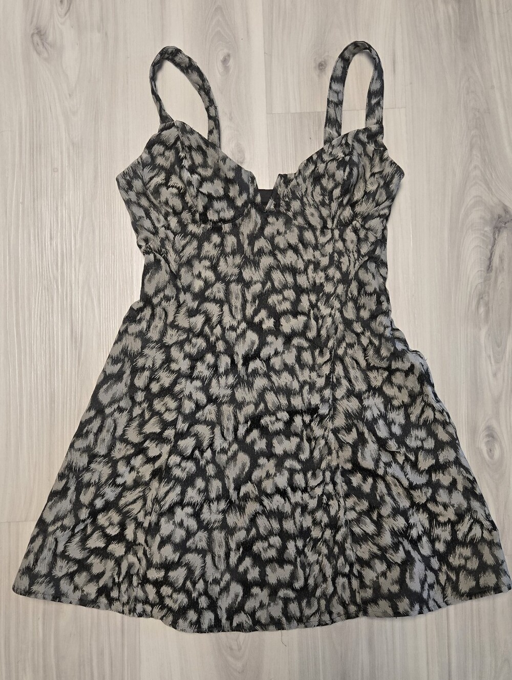Free People Chrissy Animal Print Black & Gray Bustier Mini Dress Size 2